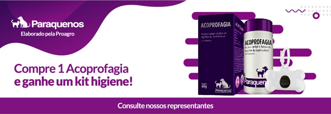 (Português) A linha Paraquenos da Proagro e a Agrolife dão para você um kit de higiene com a compra de 1 Acoprofagia!